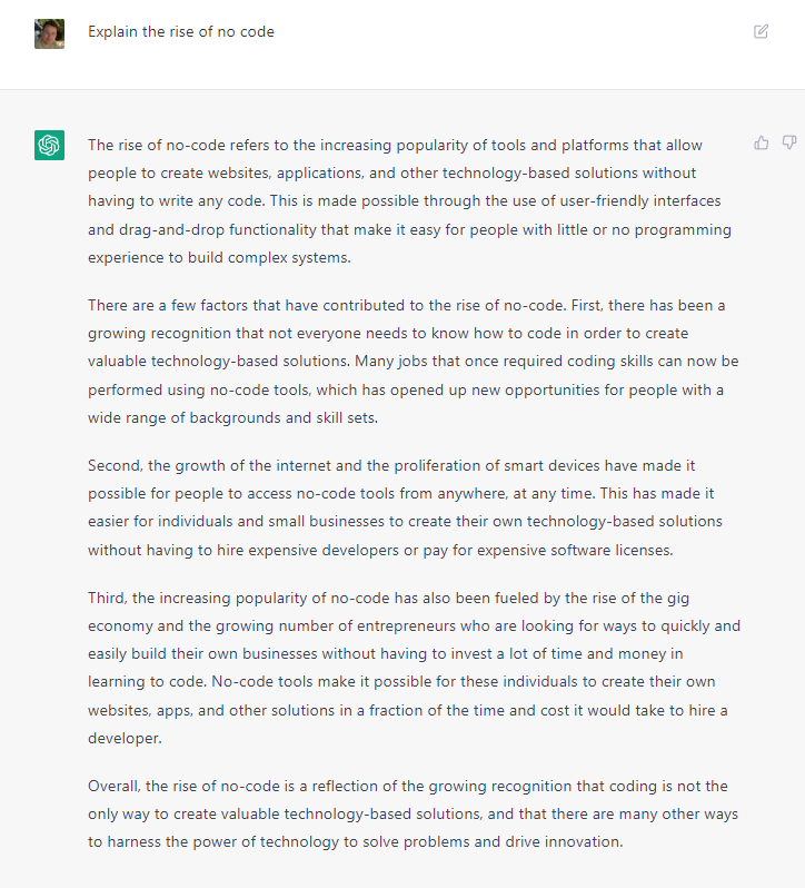 Extrait de texte sur le no code