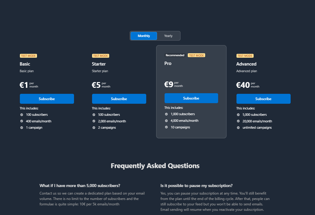 table de pricing en nocode